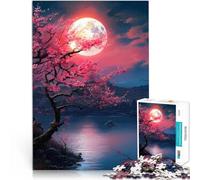 Puzzle 2000 pièces pour Adultes Fleur de Cerisier et Lune Jouets Jeux éducatifs Soulagement du Stress décoration Murale 70x100cm