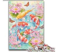 Puzzle 2000 pièces pour Adultes Fleurs Koi pour Les 14 Ans et Plus pour Le Plaisir en Famille et Les soirées de Jeux Jouets Cadeaux 70x100cm