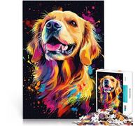 Puzzle 2000 pièces pour Adultes Golden Retriever Splash Art pour Le Jeu éducatif Challenge Toy Cadeau Amusant 70x100cm