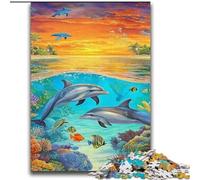 Puzzle 2000 pièces pour Adultes, Jeu de Dauphins de l'océan, Chaque pièce est Unique - Jeu Familial Stimulant et Amusant 70x100cm