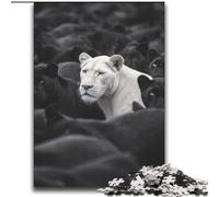 Puzzle 2000 pièces pour Adultes Lion Noir et Blanc Jouet éducatif intellectuel décompressant Superbes Cadeaux et Jouets 70x100cm