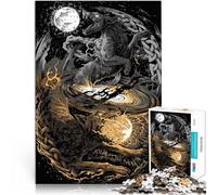 Puzzle 2000 pièces pour Adultes Loups de la mythologie Nordique Fabriqué en Carton pour Les 14 Ans et Plus Un défi Difficile Cadeau éducatif d'apprentissage。Taille：70x100cm/27.5x39.3pouce