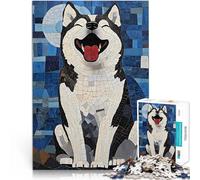 Puzzle 2000 pièces pour Adultes Mosaïque de Husky Souriant Jouets de Jeu pour Cadeau Familial décoration Murale 70x100cm