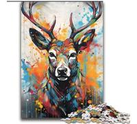 Puzzle 2000 pièces pour Adultes, Motif cerf Graffiti, Anti-Stress, idéal pour Les Vacances à la Maison, avec Affiche et fiche de Questions-réponses Assorties (70x100cm)