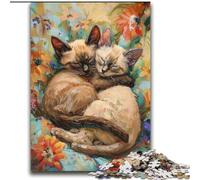 Puzzle 2000 pièces pour Adultes, Motif Chat endormi dans Les Fleurs, Jeu Stimulant et Familial, Cadeau d'anniversaire, décoration Murale (70x100cm)