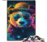 Puzzle 2000 pièces pour Adultes Panda avec Chapeau Jeu Stimulant et Jeu Familial avec pièces entièrement emboîtables de Formes aléatoires 70x100cm