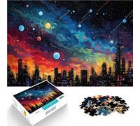 Puzzle 2000 pièces pour Adultes Paysage Urbain sous Un Ciel Cosmique Jeu de Quiz Décoration Murale, Cadeaux Uniques pour Anniversaire et Noël 70x100cm