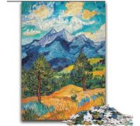 Puzzle 2000 pièces pour Adultes, Peinture de Montagne de Van Gogh, Jeu Stimulant et Familial avec Affiche et fiche de Questions-réponses (70x100cm)