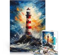 Puzzle 2000 pièces pour Adultes Phare dans la tempête Entraînez Votre Cerveau et Vos Mains Cadeaux du Père Noël Secret 70x100cm