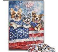 Puzzle 2000 pièces pour Adultes, pour Un Anniversaire, Un Bureau ou Un ami, Motif Chien Drapeau américain, décoration Murale Artistique, 70x100cm