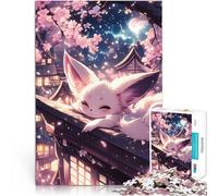 Puzzle 2000 pièces pour Adultes Renard dans la Nuit des cerisiers en Fleurs Jouets éducatifs Jeu de défi Unique 70x100cm