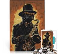 Puzzle 2000 pièces pour Adultes Saxophoniste félin Original Réduction du Stress intéressante décoration Murale 70x100cm