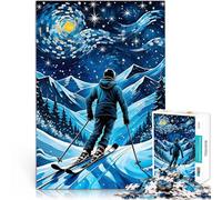 Puzzle 2000 pièces pour Adultes Ski Nuit étoilée Jouet éducatif intellectuel décompressant Anniversaire et Cadeaux Uniques 70x100cm