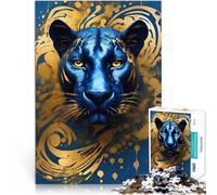 Puzzle 2000 pièces pour Adultes Visage Abstrait de la panthère Bleue Jeu Stimulant Convient pour la décoration de Bureau 70x100cm
