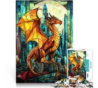 Puzzle 2000 pièces pour Adultes Vitrail Dragon Jouets éducatifs d'apprentissage Décoration Murale, Cadeaux Uniques pour Anniversaire et Noël 70x100cm