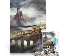 Puzzle 2000 pièces pour Adultes Voyages en Train Fabriqué en Carton pour Les 14 Ans et Plus Décoration d'intérieur Don d'œuvres d'art。Taille：70x100cm/27.5x39.3pouce