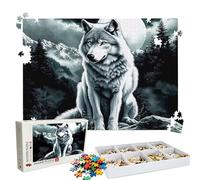 Puzzle 2000 Pieces, Puzzle 2000 Pièces Adultes, Un Puzzles Difficile, Activité Anti-Stress & Relaxation, Impression Haute Définition, Puzzles Bois Lune Loup avec Une Boîte d'emballage Exquise W3H-459