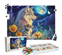 Puzzle 2000 Pieces, Puzzle 2000 Pièces Adultes, Un Puzzles Difficile, Activité Anti-Stress & Relaxation, Impression Haute Définition, Puzzles Bois Lune Loup(2) avec Boîte d'emballage Exquise W3H-458