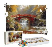 Puzzle 2000 Pieces, Puzzle 2000 Pièces Adultes, Un Puzzles Difficile, Activité Anti-Stress & Relaxation, Impression Haute Définition, Puzzles Bois Automne Pont avec Boîte d'emballage Exquise W3H-137