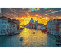 Puzzle 2000 Pieces, Puzzle Adultes 2000 Pièces Venise, Puzzles Classiques Bois 70x100 CM Bateau, Exquisite Papierboxverpackung, Tragbarer Netzbeutel Geeignet für Die ganze Familie Cadeau RXPT-7424