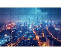 Puzzle 2000 Pieces, Puzzle Adultes 2000 Pièces Ville, Puzzles Classiques Bois 70 x 100 CM Vue Nocturne, Exquisite Papierboxverpackung, Tragbarer Netzbeutel Geeignet für Die ganze Familie RXPT-5302