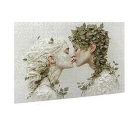 Puzzle 2000 Pièces Puzzle en Bois DIY Couple Baiser Jeu De l'art Décoration Cadeau Unique pour la Décoration de la Maison, Puzzles Familial, Parfait pour Les Soirées de Jeu,Activité Familiale fr0-514