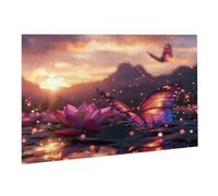 Puzzle 2000 Pièces Puzzle en Bois DIY Fleurs De Lotus Papillon EU De l'art Décoration Cadeau Unique Décoration Maison, Puzzles Familial, Parfait Les Soirées de Jeu,Activité Familiale Parfaite K0F-155