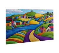 Puzzle 2000 Pièces Puzzle en Bois DIY Peinture Pastorale EU De l'art Décoration Cadeau Unique Décoration Maison, Puzzles Familial, Parfait Les Soirées de Jeu,Activité Familiale Parfaite K0F-319