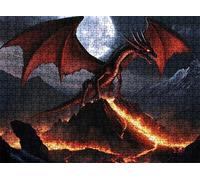 Puzzle 2000 pièces, Puzzle Impossible Adultes 99.5 x 70.5 cm, Impression Haute Définition, Jeux Éducatifs, Puzzles Bois Anti-Stress pour Toute la Famille, Décor Murale, Dinosaure Flamme w0-456