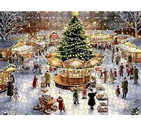 Puzzle 2000 pièces, Puzzle Impossible Adultes 99.5 x 70.5 cm, Impression Haute Définition, Jeux Éducatifs, Puzzles Bois Anti-Stress pour Toute la Famille, Décor Murale, Arbre Noël Petite Ville w0-816