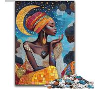 Puzzle 2000 pièces représentant Une Belle Femme Africaine, idéal pour Adultes, Cadeaux, Jeux éducatifs, Anti-Stress, avec Le Père Noël (70x100cm)