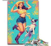 Puzzle 2000 pièces représentant Une Chienne Cow-Girl dans Les Fleurs Sauvages pour Adolescents, Jeux Amusants, décoration Murale, Cadeaux d'anniversaire et de Noël Uniques (70x100cm)