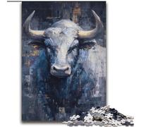 Puzzle 2000 pièces représentant Une Peinture à l'huile de Taureau pour Adultes et Adolescents, pour Un Moment de détente à la Maison. Chaque pièce est Unique - Jeu Familial Stimulant et Amusant