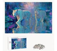 Puzzle 2000 Pièces - Tigre & Lac - Puzzle en Bois Durable avec Lettres au Dos - Jeu sans Poussière avec Affiche - Modèle pour Collectionneurs et 14 Ans et Plus (70 x 100 cm) P3#346