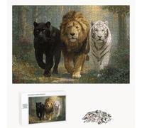 Puzzle 2000 Pièces - Tigre & Lion - Puzzle en Bois Durable avec Lettres au Dos - Jeu sans Poussière avec Affiche - Modèle pour Collectionneurs et 14 Ans et Plus (70 x 100 cm) P3#270