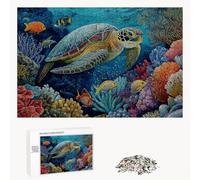 Puzzle 2000 Pièces - Tortue de mer & Poisson - Puzzle en Bois Durable avec Lettres au Dos - Jeu sans Poussière avec Affiche - Modèle pour Collectionneurs et 14 Ans et Plus (70 x 100 cm) P3#27