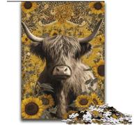 Puzzle 2000 pièces Vaches et Tournesols des Highlands pour Ados et Adultes, Jeu Stimulant Chaque pièce est Unique - Jeu Familial Stimulant (70x100cm)