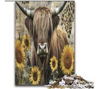 Puzzle 2000 pièces Vaches et Tournesols des Highlands pour Ados et Adultes, Jeux éducatifs, décoration d'intérieur, à Offrir en Cadeau à Toute la Famille (70x100cm)