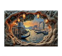 Puzzle 2000 Pieces Venise, Puzzle 2000 Pieces Adultes en Bois, Bricolage Jeu Éducatif avec Boite Cadeau pour Adultes, Bois Épais et Résistant, Puzzles pour Décor, Cadeau Femme, Thème: Paysage P-29