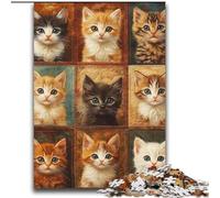 Puzzle 2000 piècesCollage de Chats pour Adultes et Adolescents, Anti-Stress, idéal pour Les Vacances à la Maison, avec Affiche et fiche de Questions-réponses Assorties 70x100cm