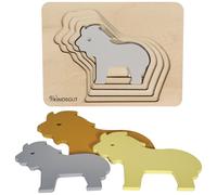 Kindsgut Jeu d’éveil Puzzle Animaux, Puzzle à étages, Taille Pratique pour la Maison et Le Voyage, Lion