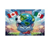Puzzle 2026 en bois imprimé chat bleu russe pour adultes - 1 000 pièces - Jour de match - Puzzle imprimé en bois - Motif sportif pour divertissement à domicile