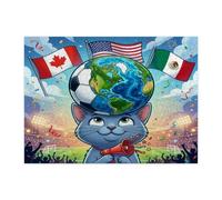 Puzzle 2026 en bois imprimé chat bleu russe pour adultes, 500 pièces, jour de match célébrant le chaton, motif sportif pour divertissement à domicile