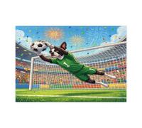 Puzzle 2026 en bois imprimé chien de Boston Terrier pour adultes - 300 pièces - Chiot de gardien de but - Décorations sportives pour divertissement à domicile