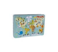 Puzzle 24 pièces Mappemonde by Lily Lane Kids Boîte métallique