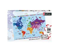 Puzzle 250 pièces Nathan Carte du monde Multicolore