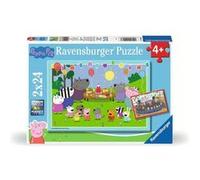 Puzzle 2x24 pieces Place a la fete Peppa Pig Bleu