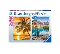 Puzzle 2x500 Pieces - Plage et Montagnes - Puzzle Adultes Ravensburger - des 10 Ans - 17267