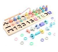 Puzzle 3 En 1 En Bois Pour Enfants, Forme Numérique, Planche Cognitive, Jouets Assortis Pour Bébés, Éducation Précoce, Planche De Pêche, #40