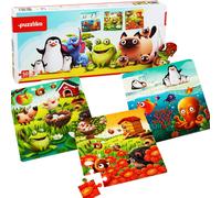 PUZZLE 3 EN 1 ENSEMBLE DE PUZZLES ANIMAUX PRÉFÉRÉS 3 IMAGES COLORÉES